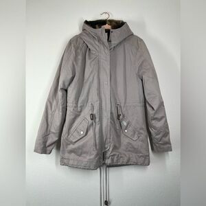 GAUDI JEANS Double Layered Padded Coat Parka Animal Print Faux Fur Sz M/ 10/EU46